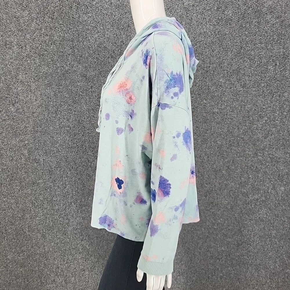 Candace Cameron Bure Malibu Lounge Half Zip Hoodie X-Large Sz Sage Tie Dye Top - Picture 7 of 11